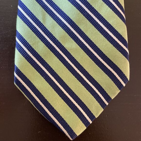 Brooks Brothers Green/Blue Irregualar Diagonal Stripe 100% Silk Tie - Picture 1 of 4